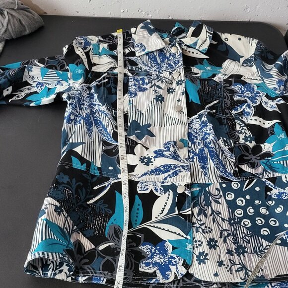 Coldwater Creek Floral Button Blazer Jacket Small Art to Wear Artsy Stretch Fall - Picture 9 of 9